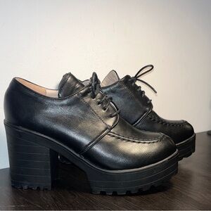 Black Platform Lace-Up Shoes